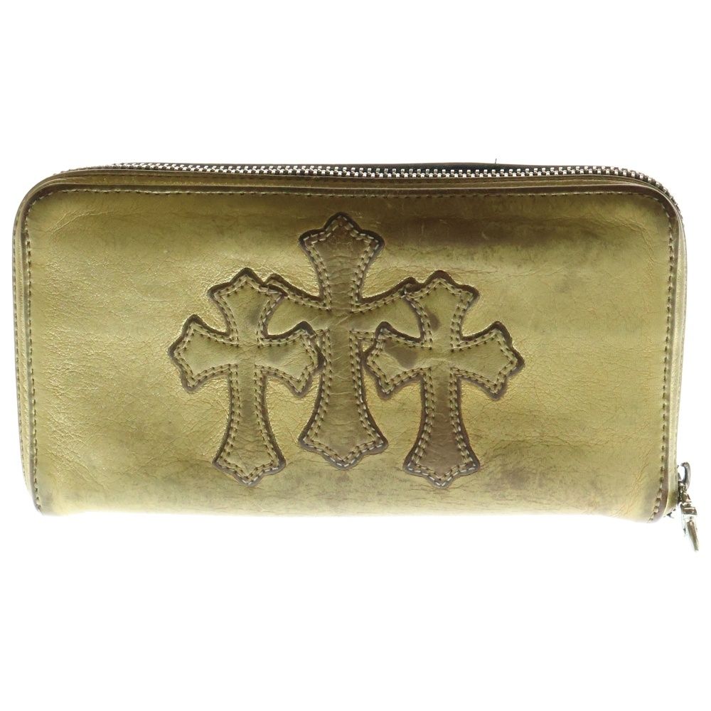 クロムハーツゴールド クロスモチーフ 長財布ほぼ未使用 CHROME HEARTS (クロムハーツ) REC F ZIP GOLD セメタリクロスパッチ