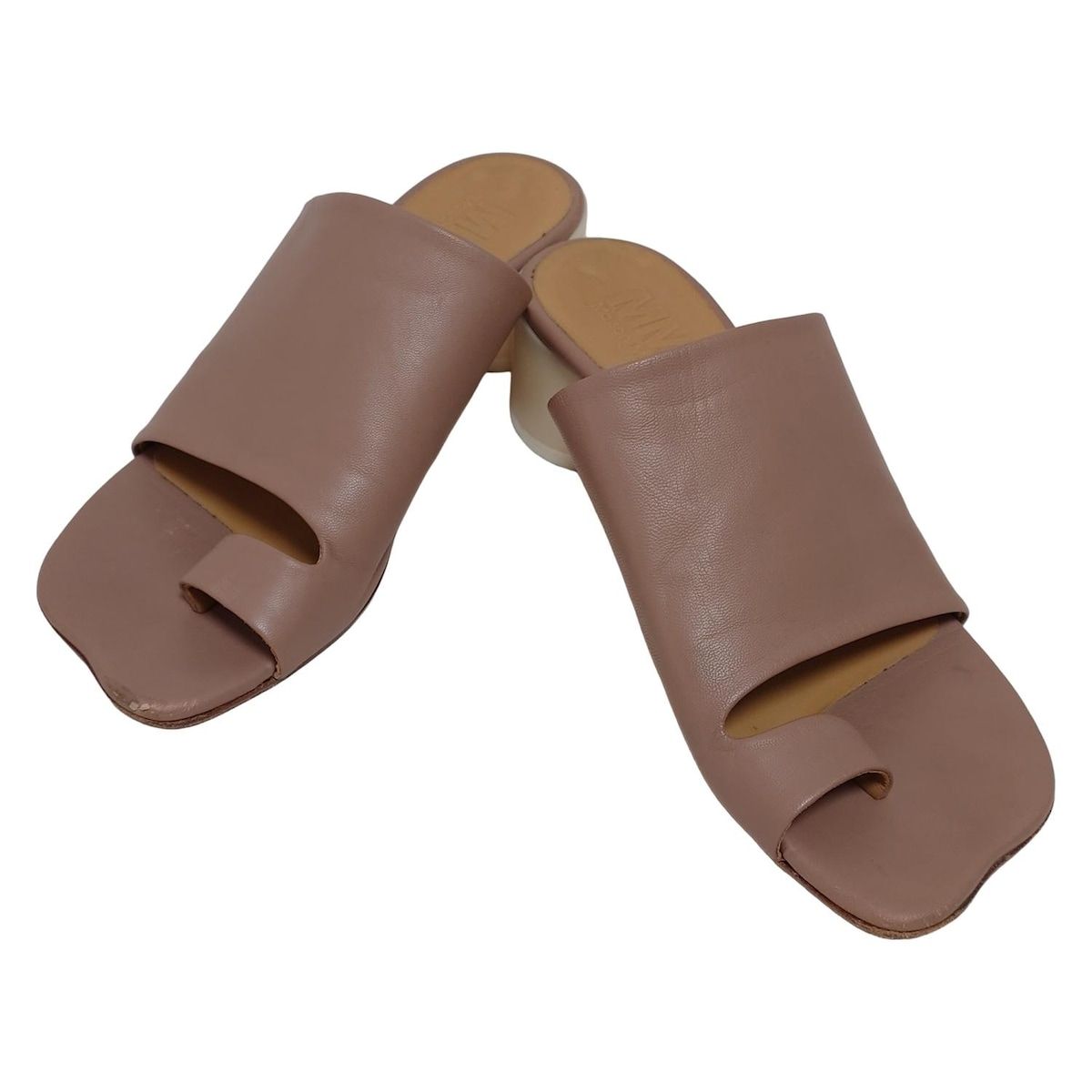 ピンクベージュ×アイボリー レザー