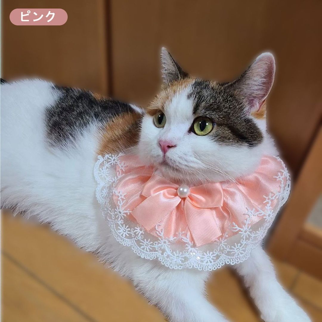レース＆サテンスタイ PAS0034 首輪 カラー ゴージャス 猫グッズ