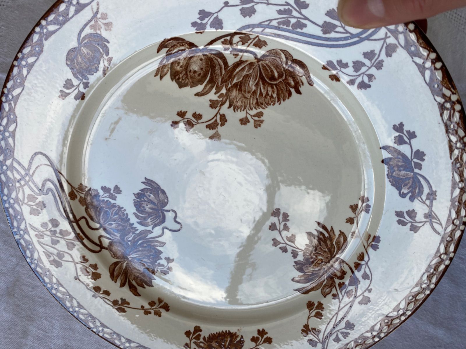 フランス アンティーク プレート ブラウン sarreguemines - メルカリ