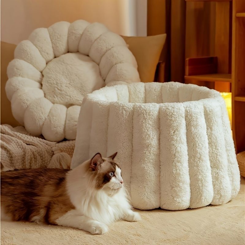 ペット用ベッド 犬 猫 キャット ドッグ アイボリー グリーン ドーナツ型 クッション 滑り止め PPコットン