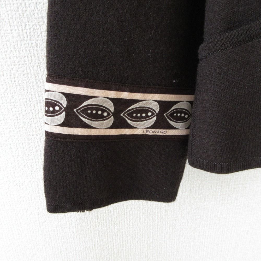 LEONARD レオナール ウールニット ジャケット 42 ブラウン レディース