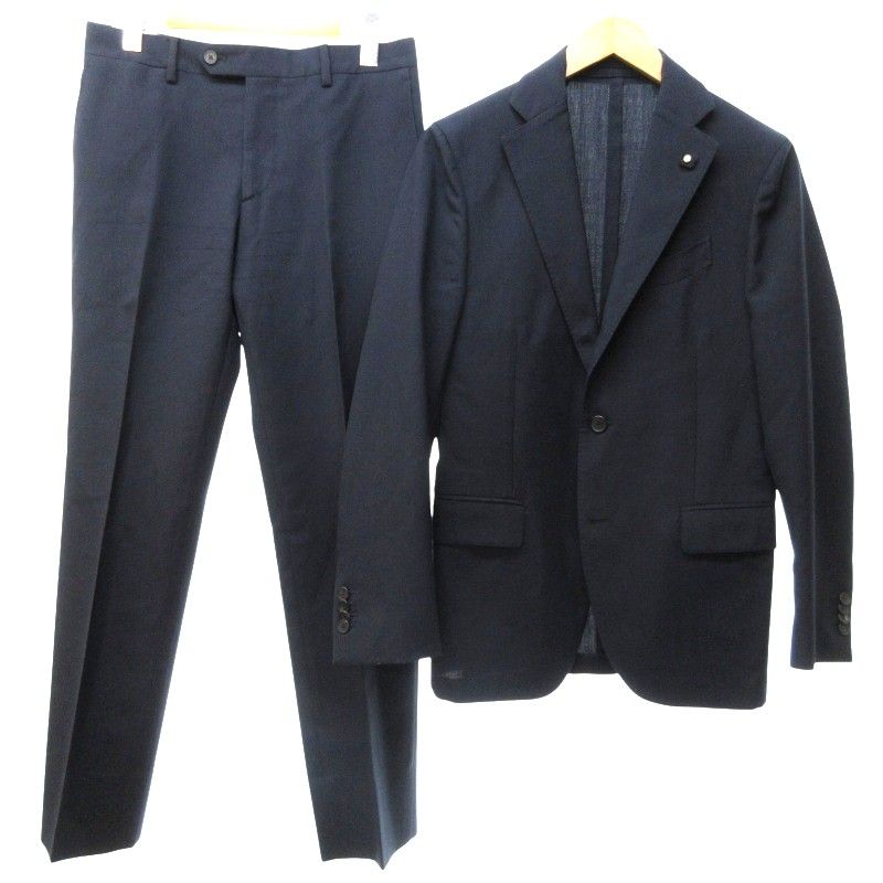 ラルディーニ LARDINI JB22801AQ スーツ セットアップ 上下 ジャケット スラックス サイドベンツ 3B 段返り フォーマル 黒 ブラック 46 約M IBO71 0519