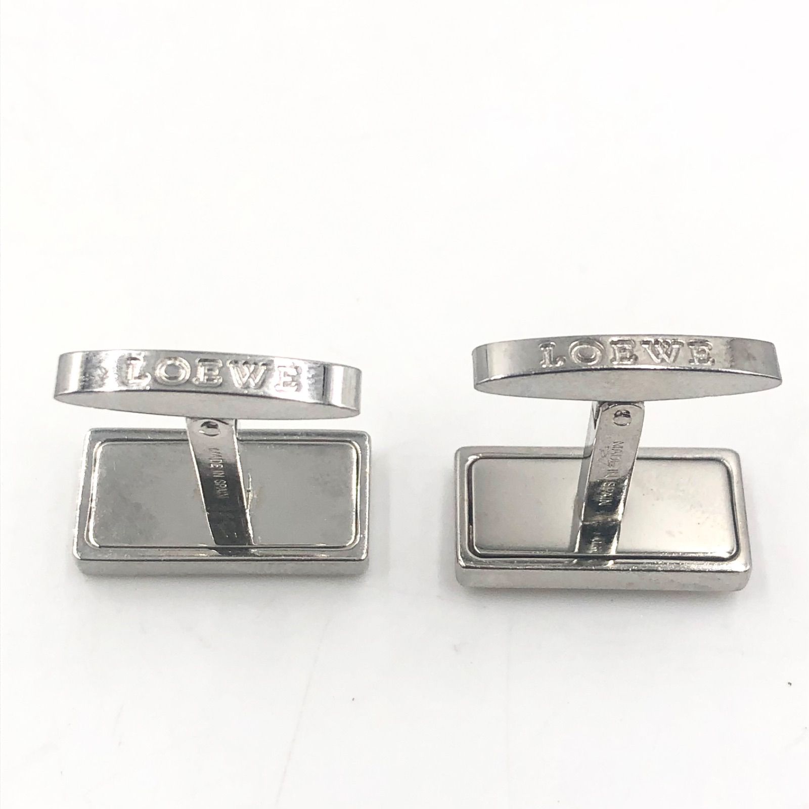 【美品】LOEWE ロエベカフス シルバー □美品□LOEWE ロエベ カフスボタン カフリンクス ブラウン