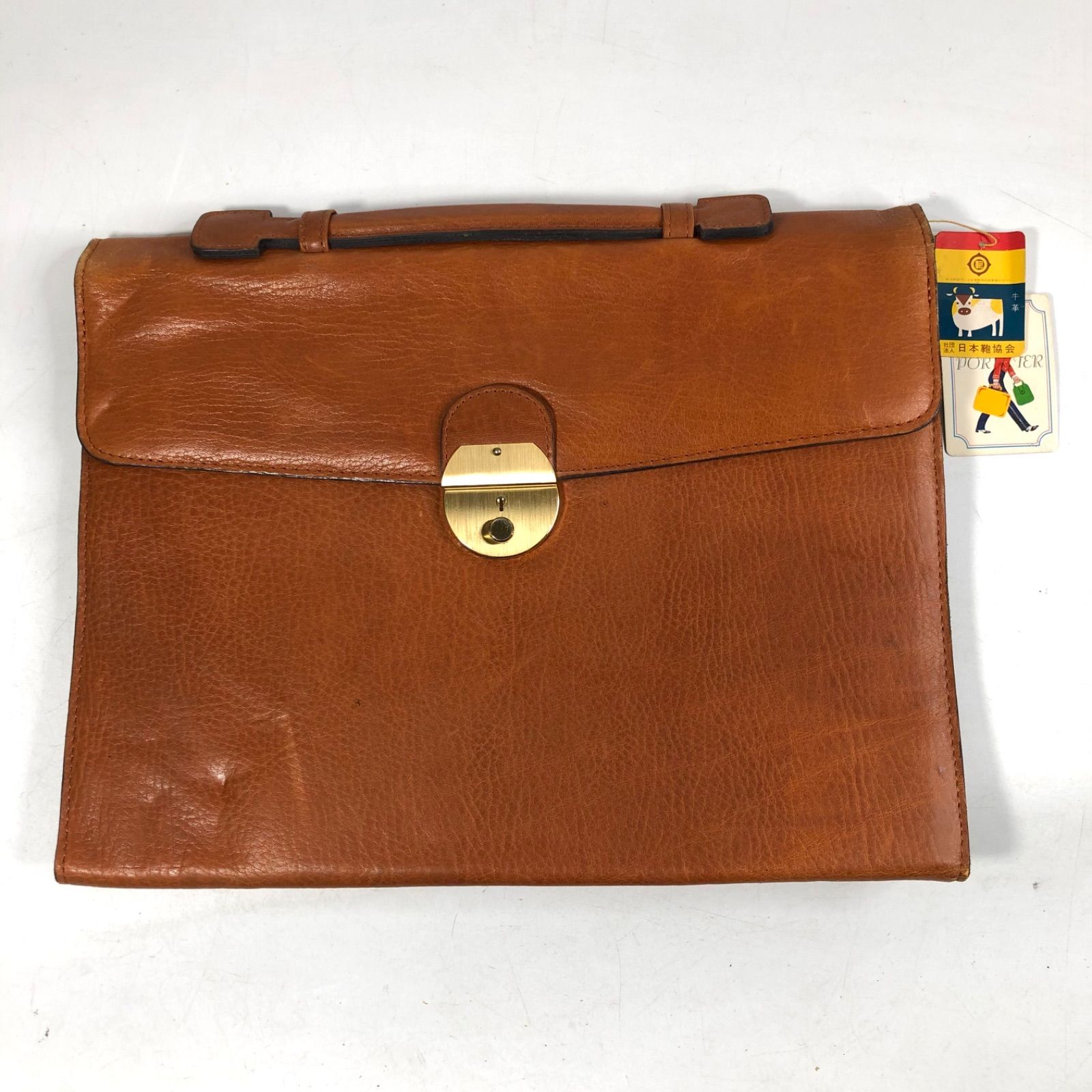 A0922-10-8 PORTER ポーター ハンド ビジネス バッグ クラッチバッグ ブラウン カバン 革カバン レザー H29 D37 D3