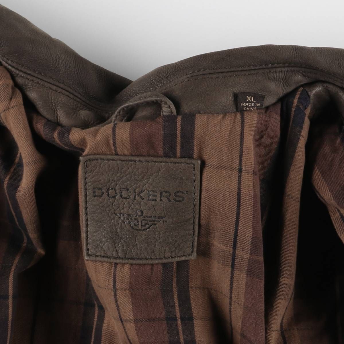 古着 ドッカーズ DOCKERS スイングトップタイプ レザーブルゾン メンズ  