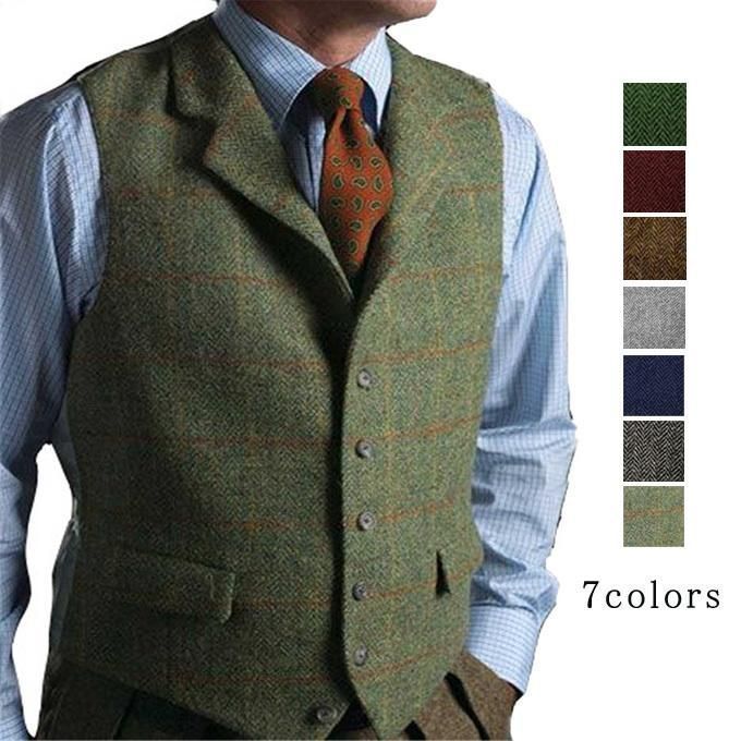 ベスト メンズ スーツベスト ジレベスト スリム Vネック チェック 細身 ビジネス 結婚式ベスト フォーマル 紳士 卒業式 男性用 春 夏 秋 冬 敬老の日