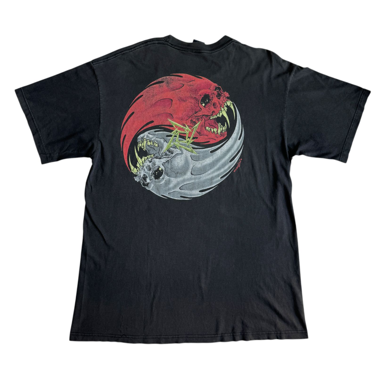 90s Metallica REBEL 陰陽 スカル プリント Tシャツ XLサイズ