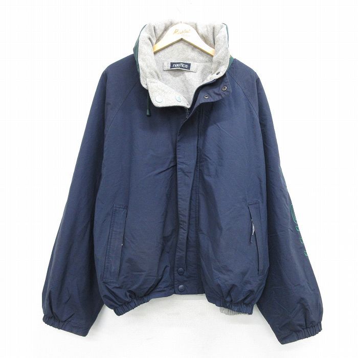 XL/古着 ノーティカ 長袖 ブランド ジャケット メンズ 90s ビッグロゴ リバーシブル ラグラン 大きいサイズ 紺他 ネイビー 内側フリース  25 - メルカリ