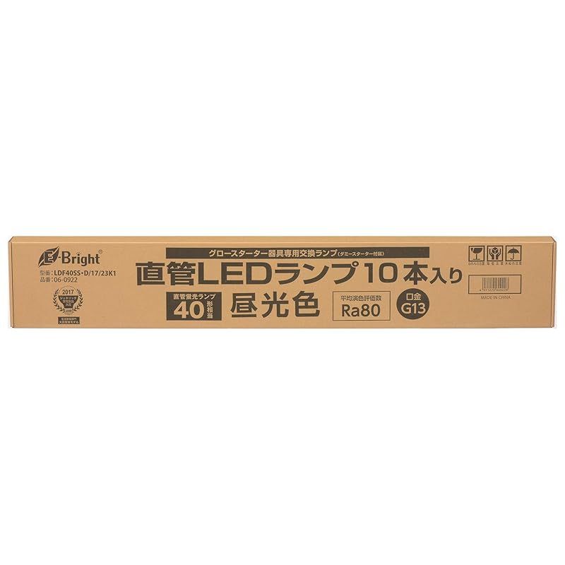 オーム電機 直管LEDランプ 40形相当 G13 昼光色 グロースタータ器具専用 片側給電仕様 10本入 LDF40SS･D/17/23K1 06-0922 OHM