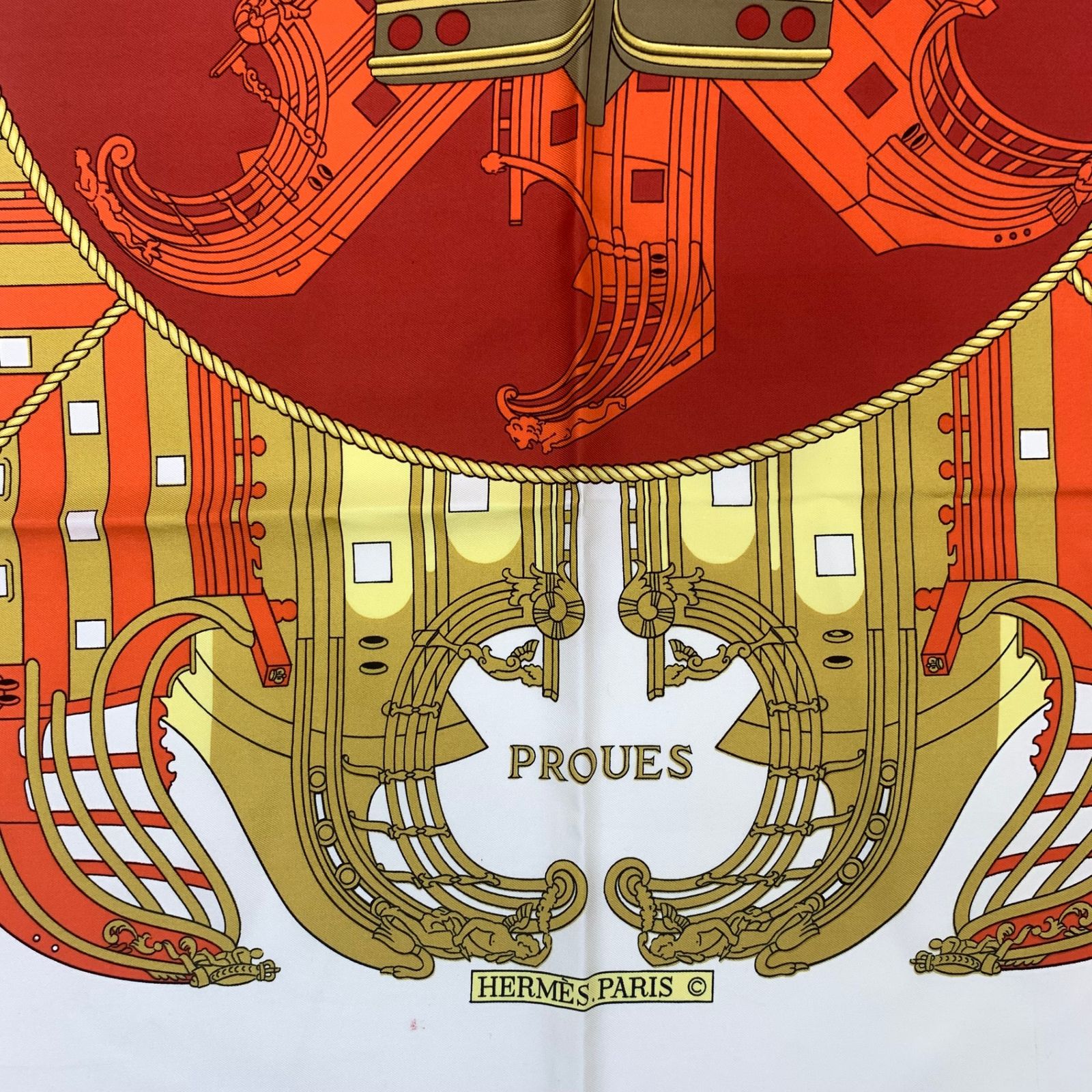 HERMES エルメス カレ90 プロテウス PROUES スカーフ HERMES エルメス カレ90 PROUES プロテウス アイボリー x レッド