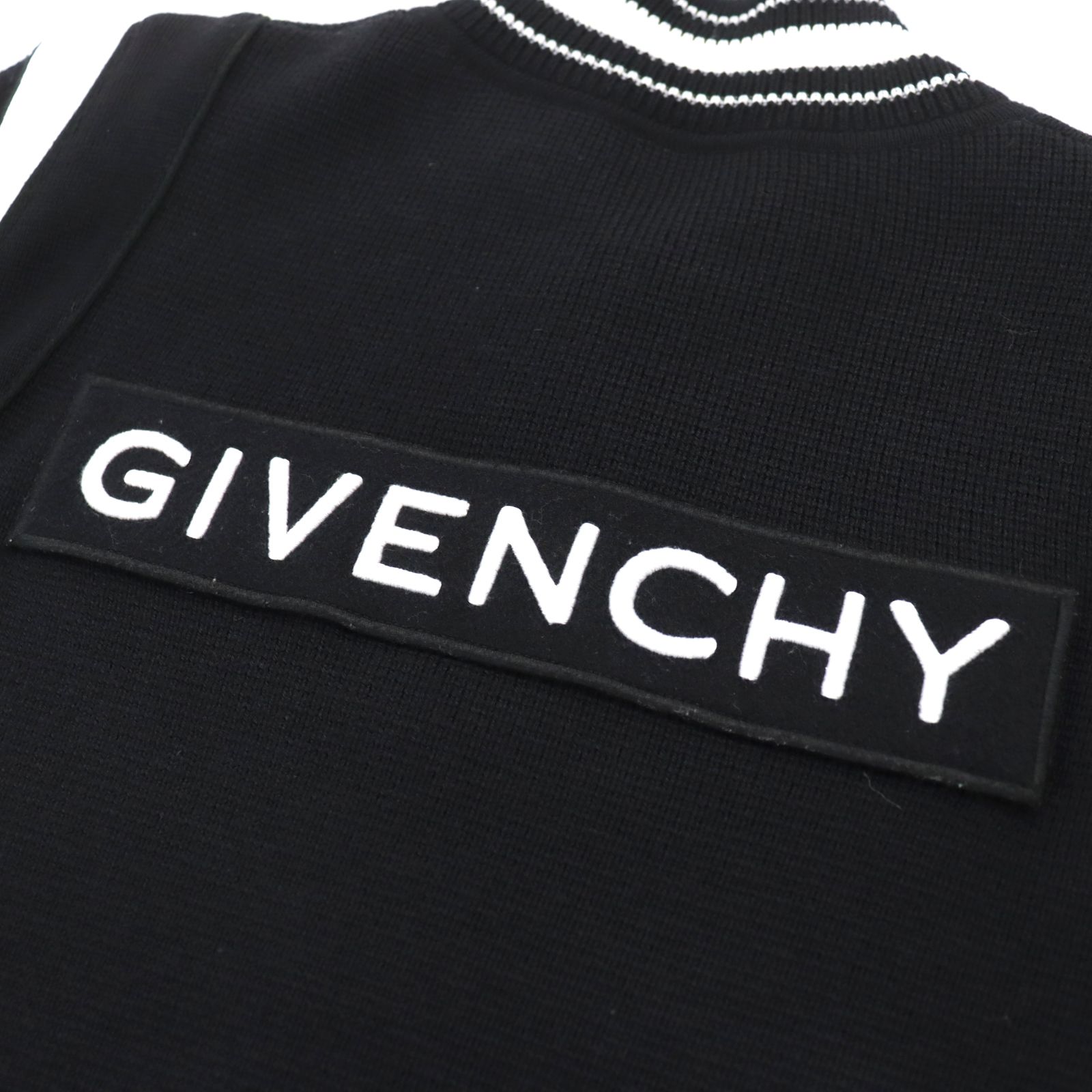 極美品○GIVENCHY ジバンシィ 20SS BM00D04Y1L ウール100% ロゴ刺繍パネル バイカラー ニットブルゾン/ボンバージャケット  ブラック ホワイト M 正規品 メンズ - メルカリ