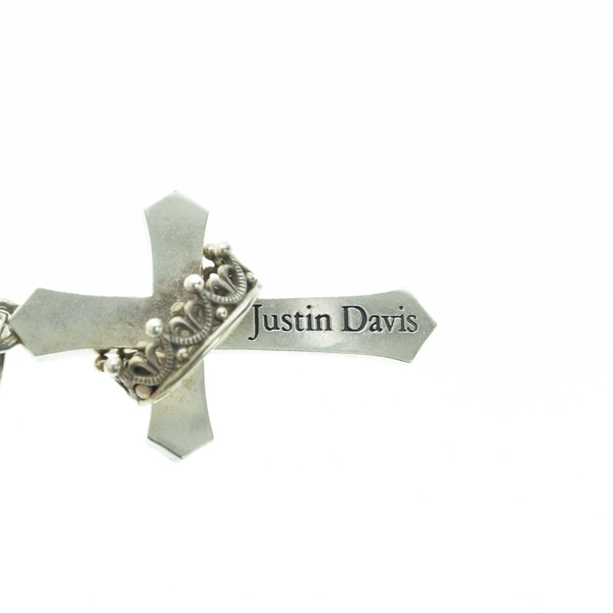 JustinDavis】SPJ122-1 CROSS with CROWN/STONE ペンダント シルバー 