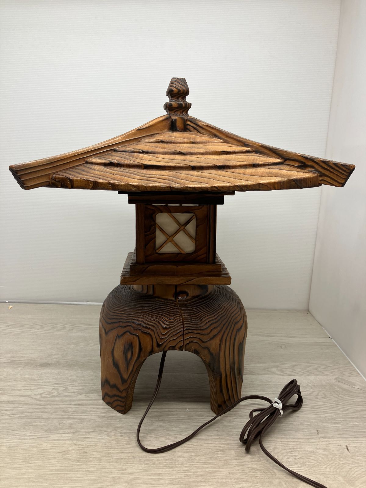 和モダン 木製灯篭ランプ スタンドライト レトロ行灯 C10-60 T