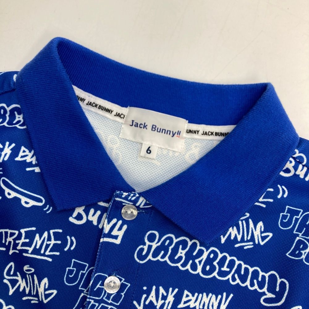 Jack Bunny!! ネイビー ポロシャツ サイズ6 サイズ：6 JACK BUNNY ジャックバニー 半袖ポロシャツ 総柄