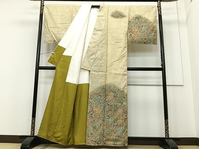 平和屋着物○訪問着 紬地 菊花唐草文 正絹 逸品 未使用 CAAU2067yc