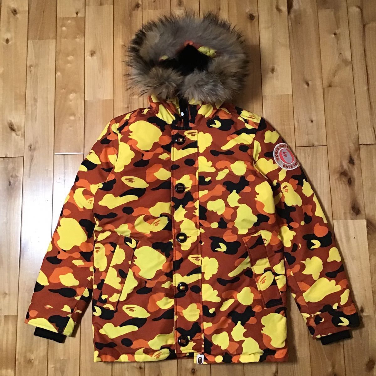 ファー ダウンジャケット BAPE camo ベイプ ape エイプ 迷彩 - メルカリ