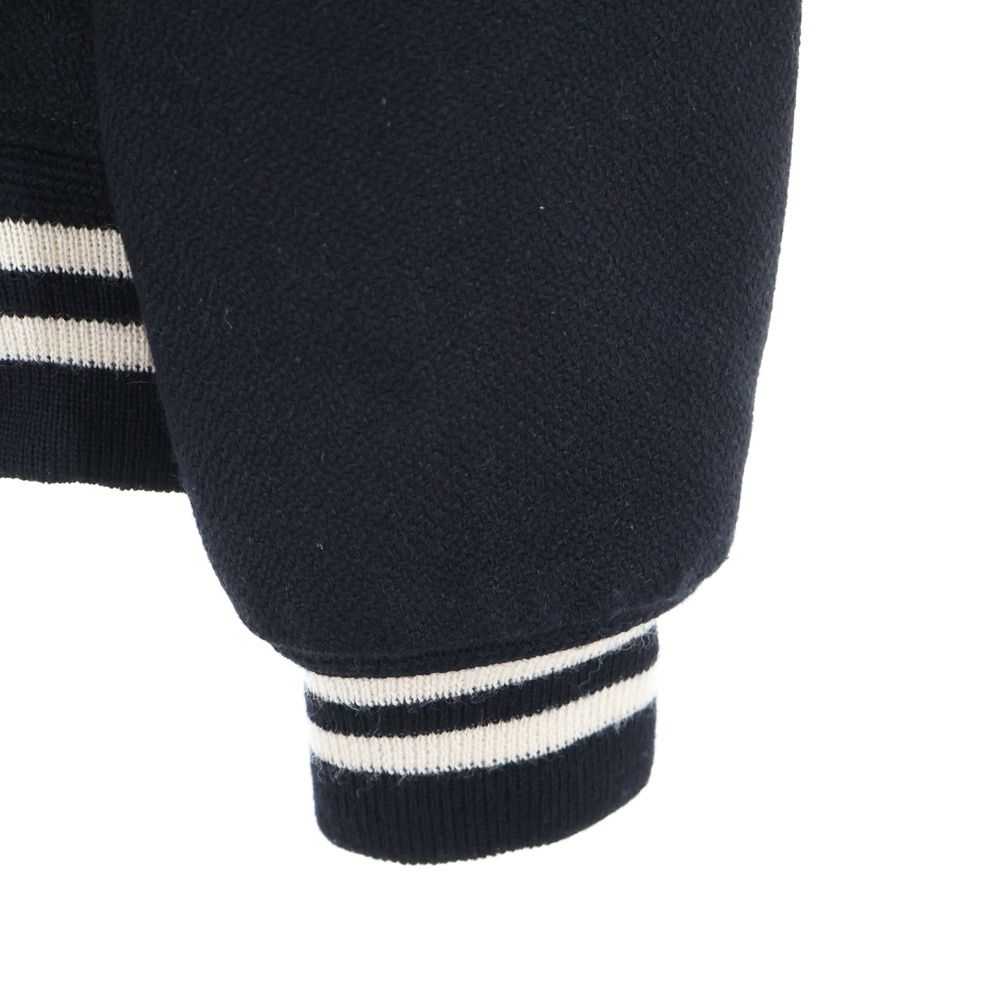 SAINT LAURENT PARIS サンローランパリ TEDDY JACKET テディジャケット レザートリムウールスタジアムジャンパー 354718 Y180W ブラック KANDAIZUMI_COM