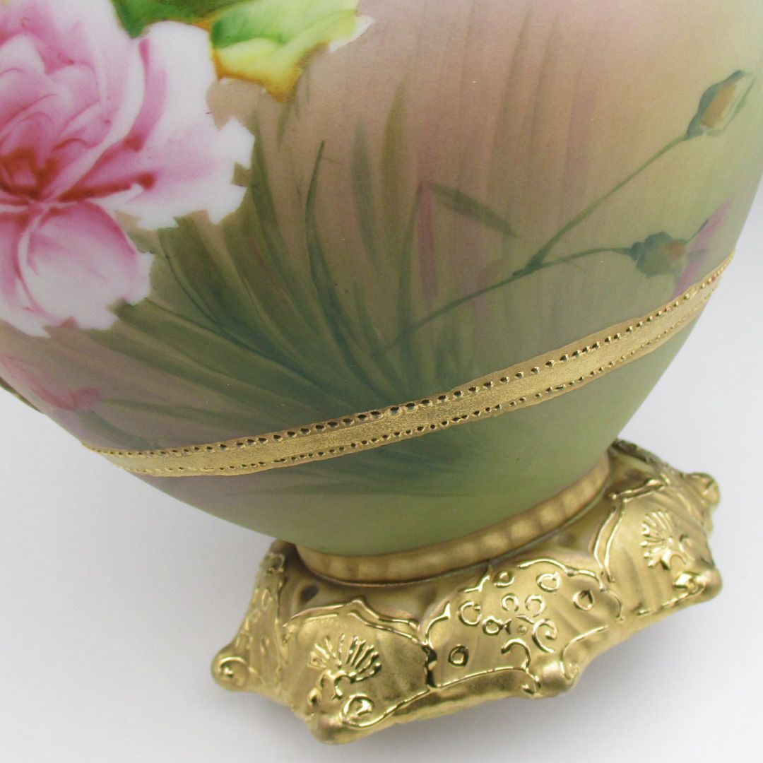 オールドノリタケ 緑地 水辺風景 金盛り 花瓶 オールドノリタケ 金盛り湖畔風景絵 花瓶 21cm - メルカリ