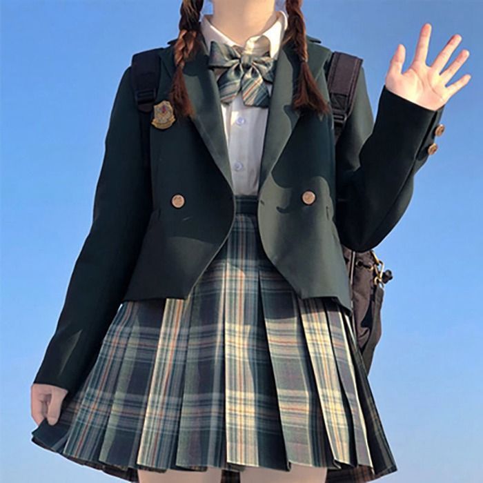 女子高生 制服 リボン ブレザー スカート チェック セット JK 学生 スクール コスプレ ファッション レディース ブラッククイーン女子高生 制服  高校制服 5点セット 学生服 セーラー服 JK制服 ジャケット お揃い 卒業式スーツ lusen01 - メルカリ