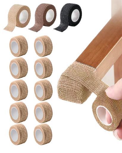 Jyzlsst椅子脚カバー椅子足カバー騒音きず防止滑り止め高弾性不織布素材自着性テープ丸脚角脚兼用簡単な取り付け多機能なテーブルu0026チェア保護テープ10個セット(茶色-10個)