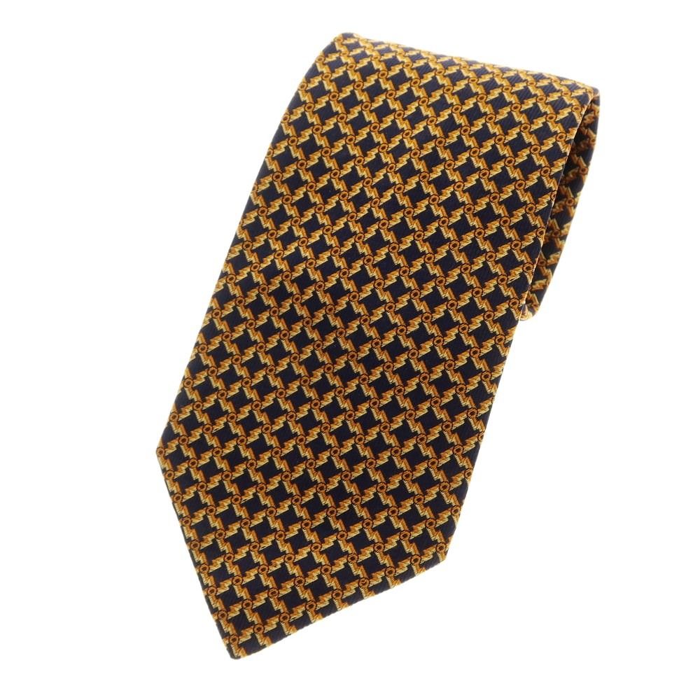 【中古】ステファノリッチ STEFANO RICCI 3つ折り シルク ネクタイ ネイビーxオレンジ【サイズ－】【メンズ】