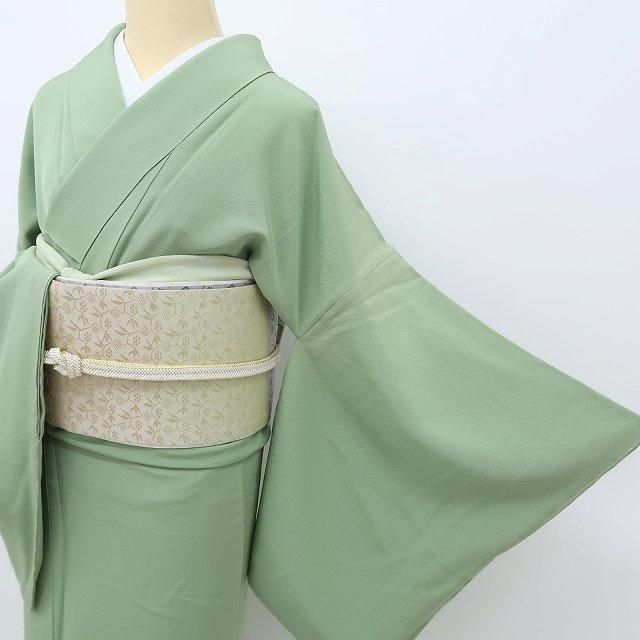 ゆめsaku 染の粋峰落款 正絹 着物 トールサイズ 贅沢な隠し味を持つ松葉色”色無地 R 76 WWW_MORNINGWALKER_COM