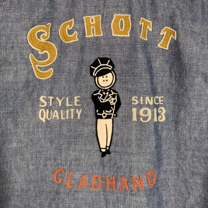 Schott ショット GLADHAND グラッドハンド ONE STAR BUTTONMAN WORK SHIRT シャンブレー ワークシャツ ブルー Size L