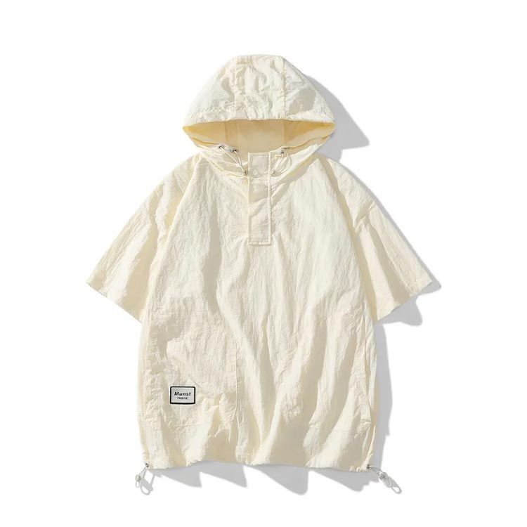 21SS sillage シアージ 半袖 アノラックパーカー ベージュ アノラック パーカー メンズ ハーフジップ パーカー ひんやり