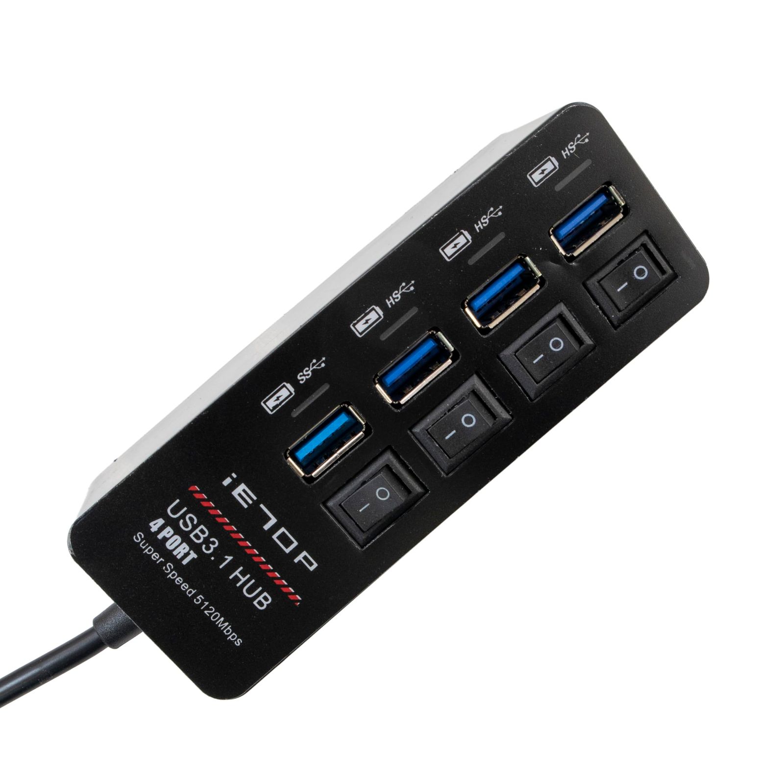 新品 St.espoir USB 3.1 ON/OFF スイッチ付き 4ポート USBハブ ブラック 20cm ケーブル 高速転送 入力 TypeA 出力 TypeA×4