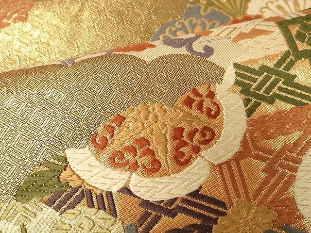 平和屋着物○佐賀錦 六通柄袋帯 唐織 吉祥花唐草文 金糸 正絹 逸品