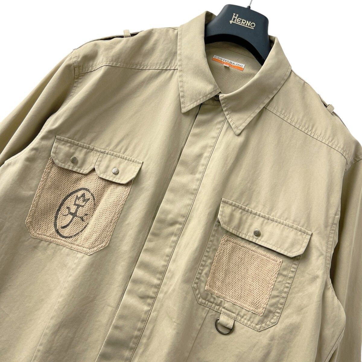 CASTELBAJAC◆長袖シャツ/4/コットン/WHT/ギンガムCK ３０％OFF 2025春夏新作 カステルバジャック 綿×麻 長袖