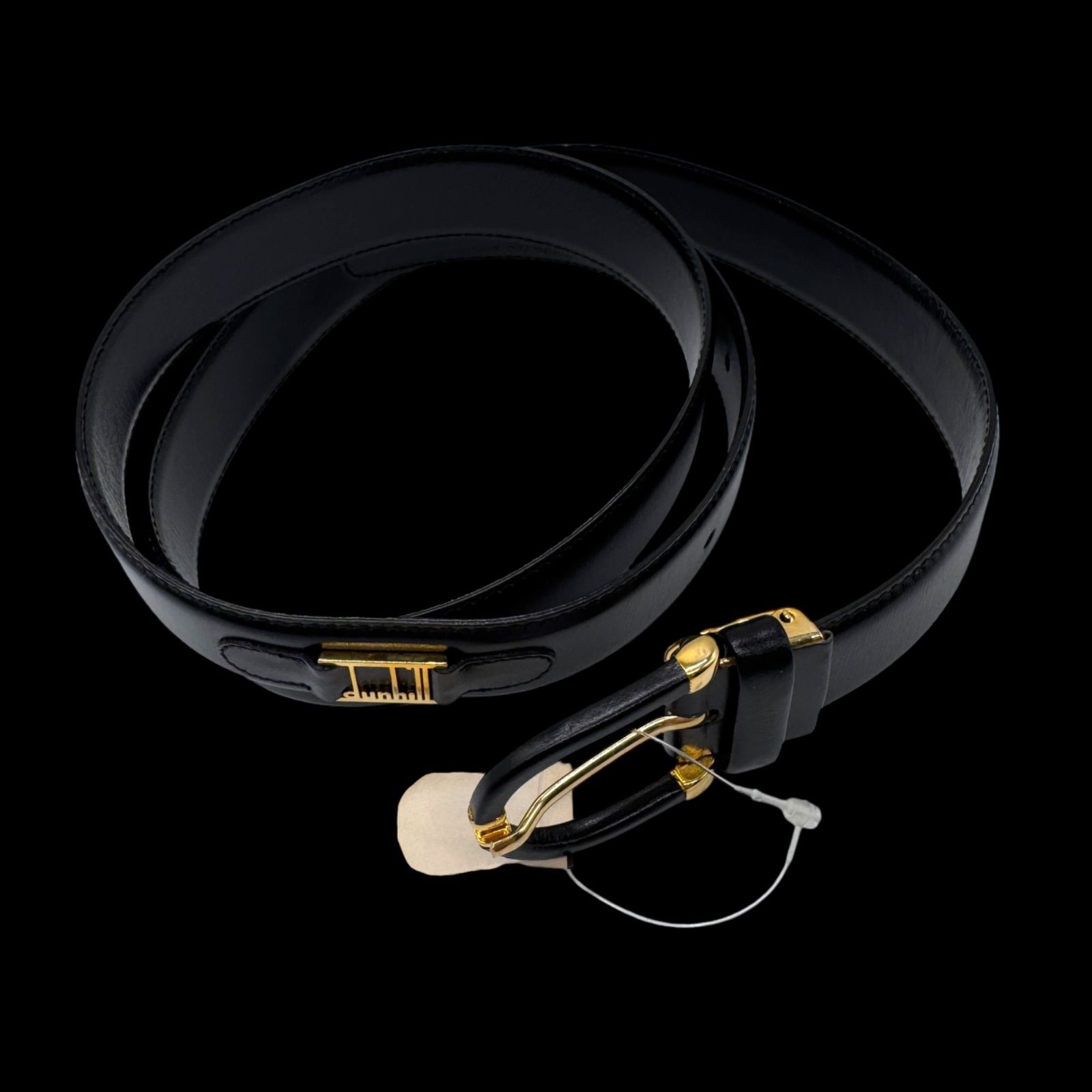 未使用品 極美品 dunhill ダンヒル レザーベルト ロゴ ゴールド