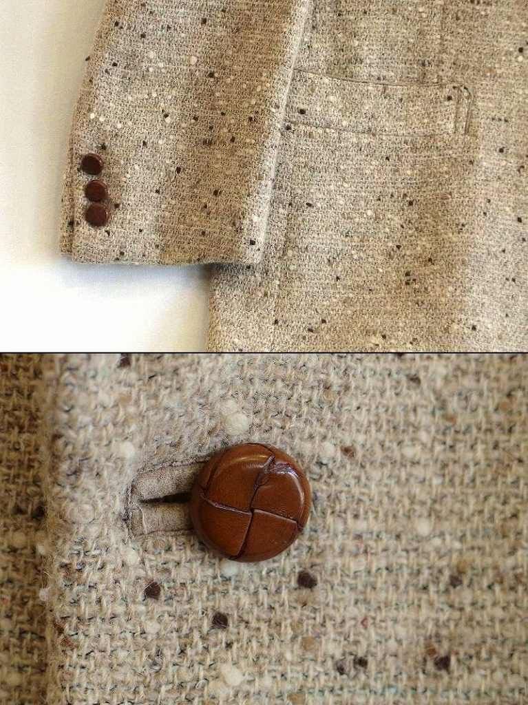 【218865】LANVIN ランバン  ウール　ジャケット　ツイード　メンズ メンズ  ・R52-47 ライトベージュミックス