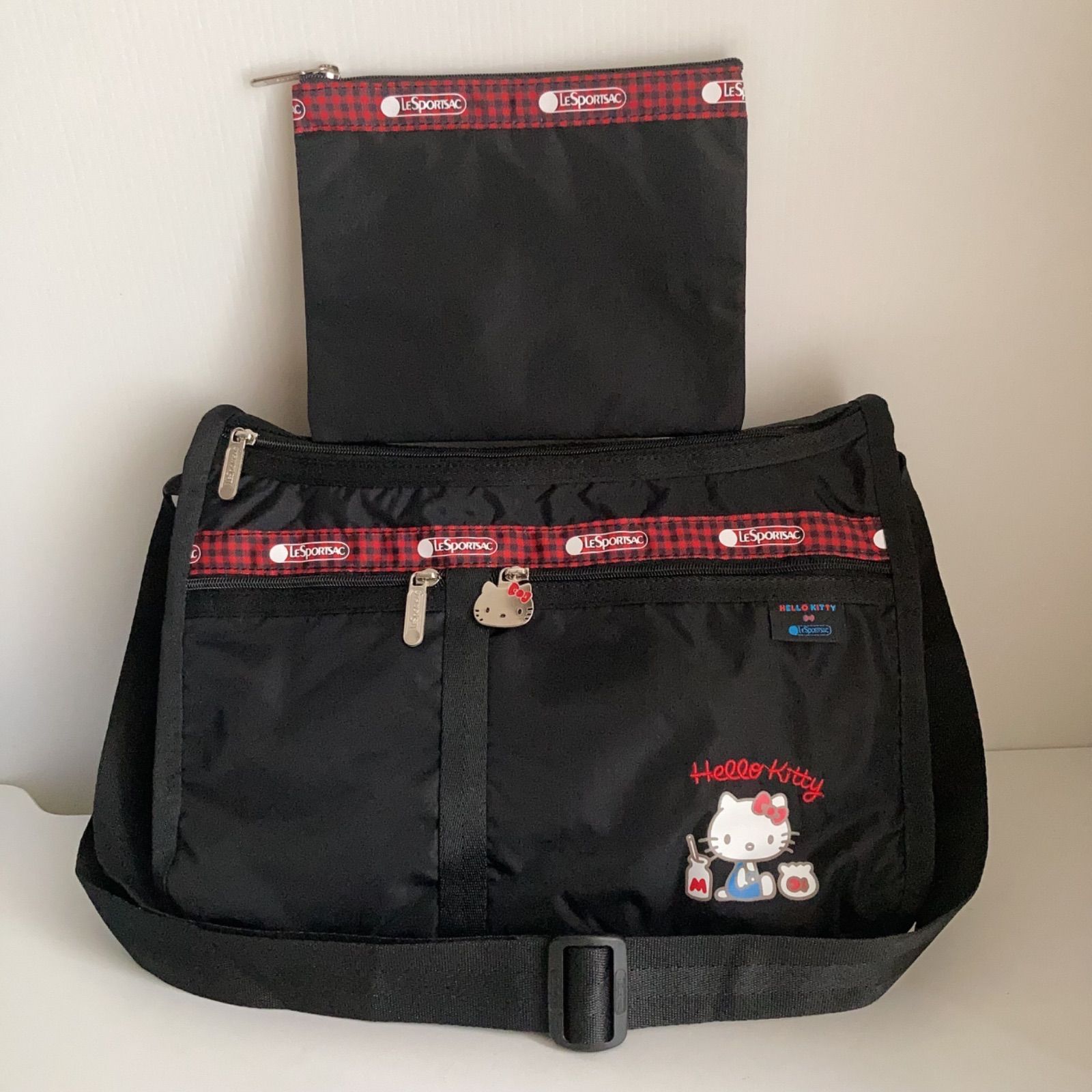 レスポートサック ハローキティリボン結び ブラック ショルダーバッグ