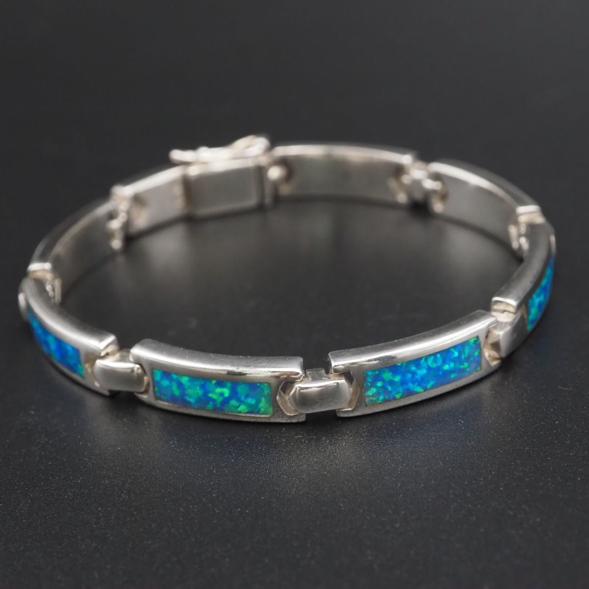 G930 オパール 925刻印 ブレスレット インレイ デザイン シルバー 10月誕生石