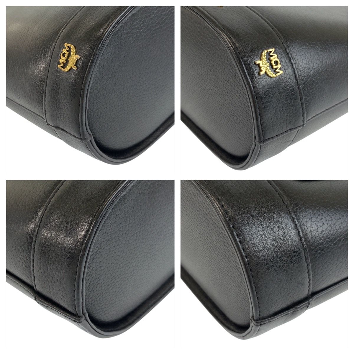 MCM ブラックレザー バッグ ゴールド金具 楽天市場】MCM エムシーエム ロゴグラム ハンドバッグ ミニ