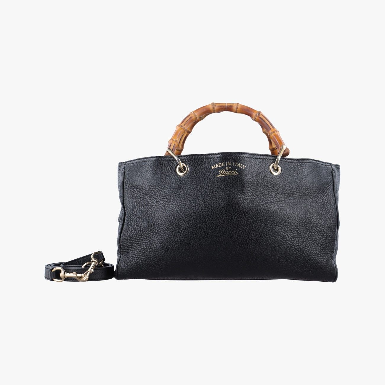 aki GUCCI バンブーレザーバッグ ブラック GUCCI グッチ バンブー ハンドバッグ レザー 2Way ブラック 黒