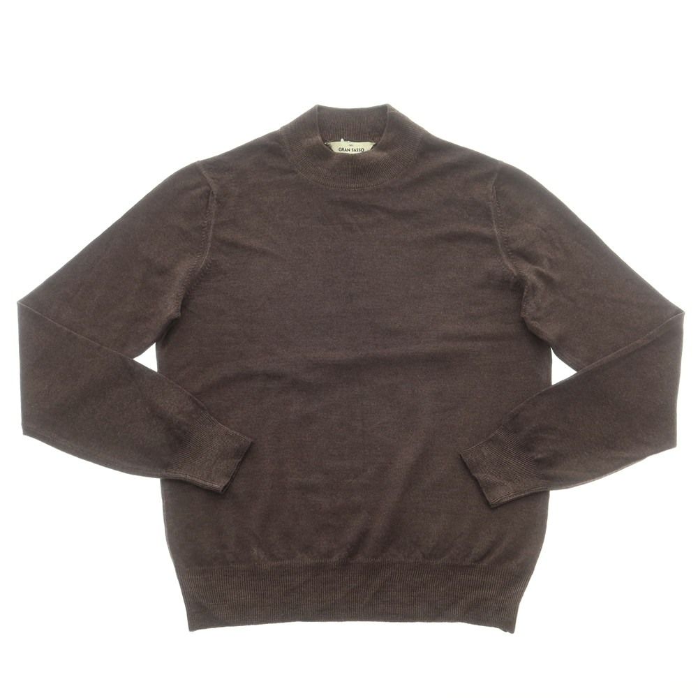 グランサッソ GRAN SASSO ハイゲージ ウール モックネック プルオーバーニット ダークアッシュブラウン サイズ44 メンズ
