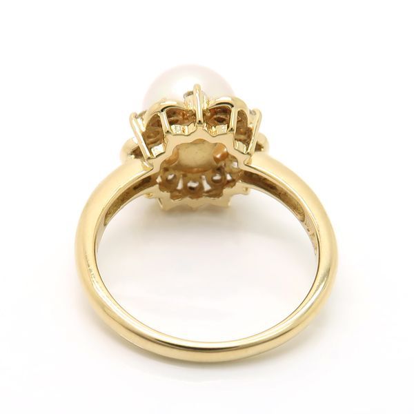 TASAKI パール 8.3mm ダイヤモンド 0.30ct リング K18 イエロー