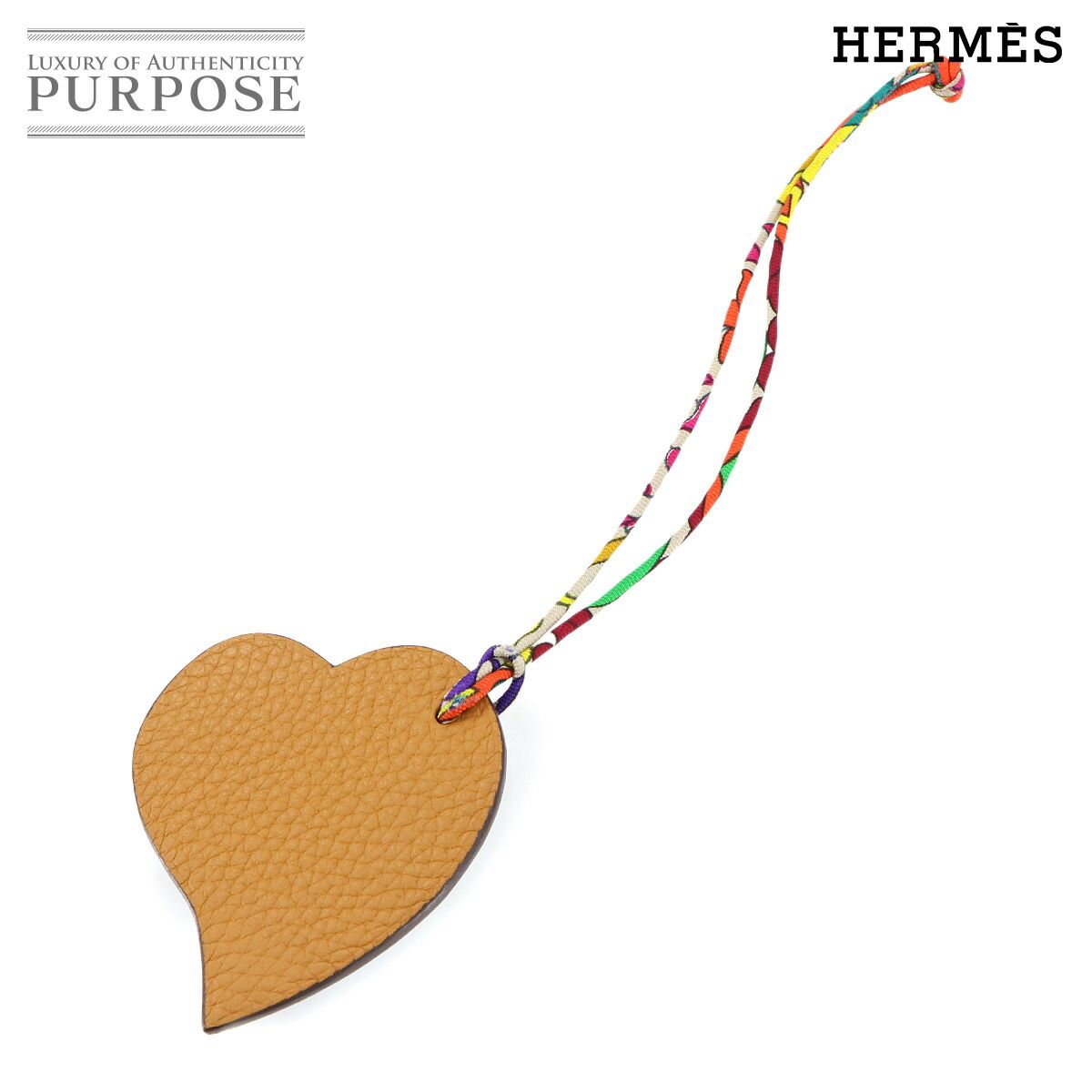 エルメス HERMES プティアッシュ ハート バッグ チャーム エプソン トゴ セサミ ブルーザンジバル Bag Charm 90298061