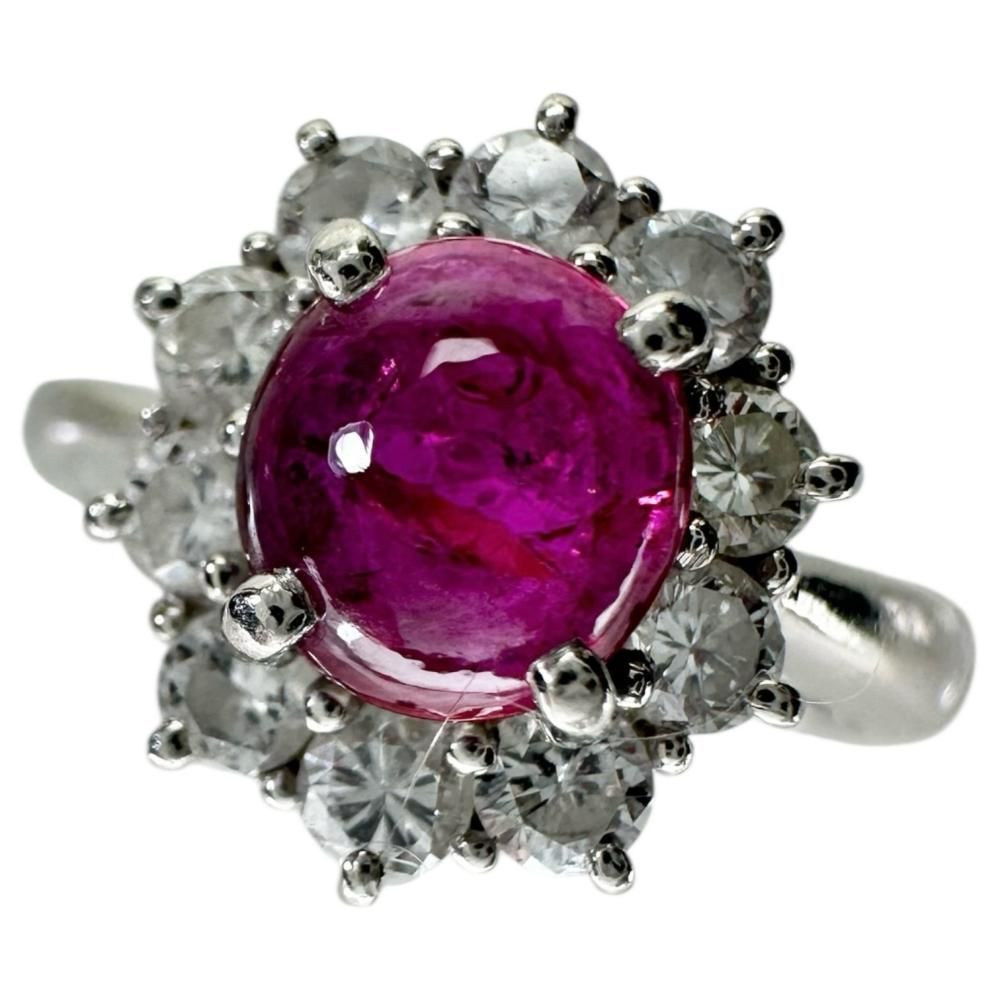 8.5号 カボションルビー 1.00ct ダイヤモンド 0.47ct リング