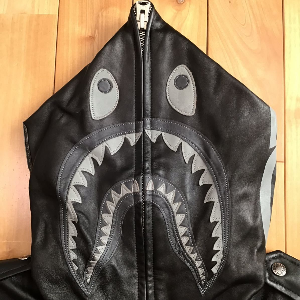 シープスキン レザー シャーク パーカー ライダース ジャケット L  