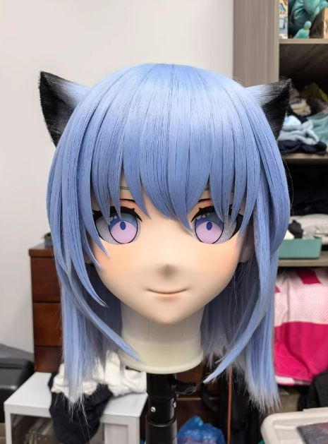 ★即納 ハーフマスク NO.141 ドール ロリータ コスプレ マスク 着ぐるみ 即納 全頭マスク カツラ付き ロック付き NO.163 フルマスク