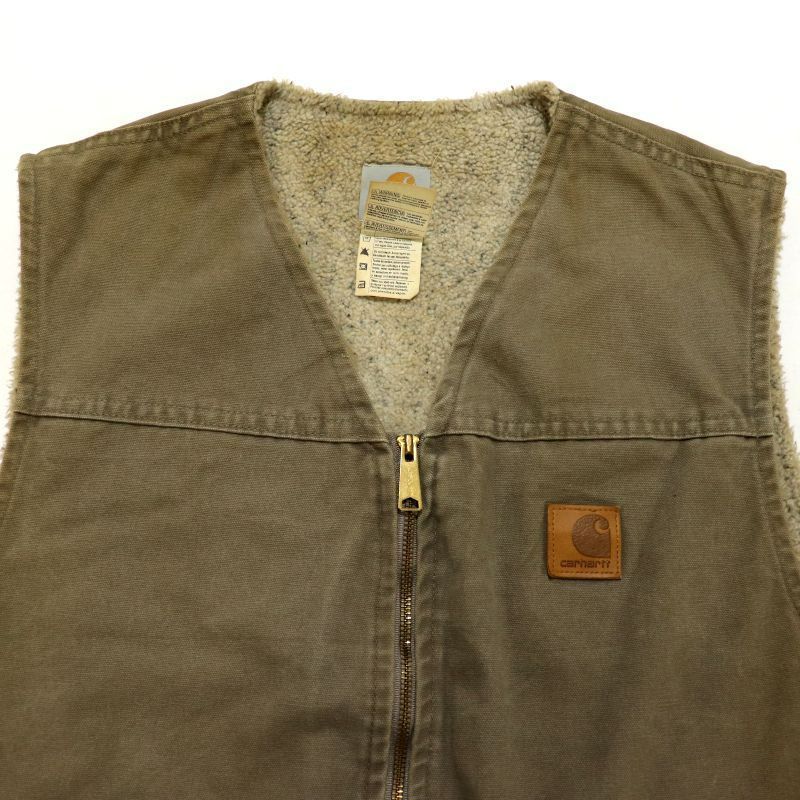 00s USA製 Carhartt 裏地ボア インディアンヘッド ダック ベスト 00s USA製 Carhartt 裏地ボア インディアンヘッド ダック ベスト