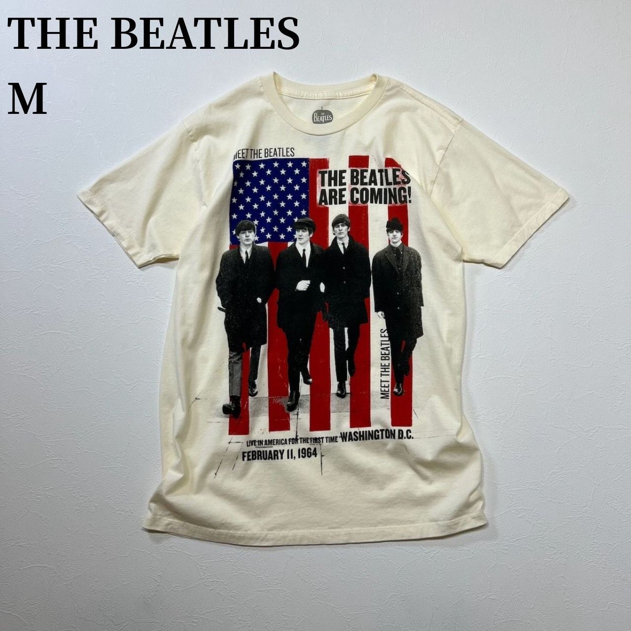 THE BEATLES アメリカツアー ビートルズ バンド Tシャツ オフホワイト 