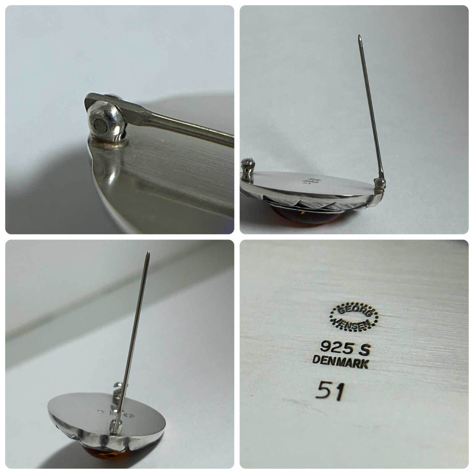 ジョージジェンセン ブローチ　51 ジョージジェンセン ブローチ 51 アンバー 琥珀 ヴィンテージ