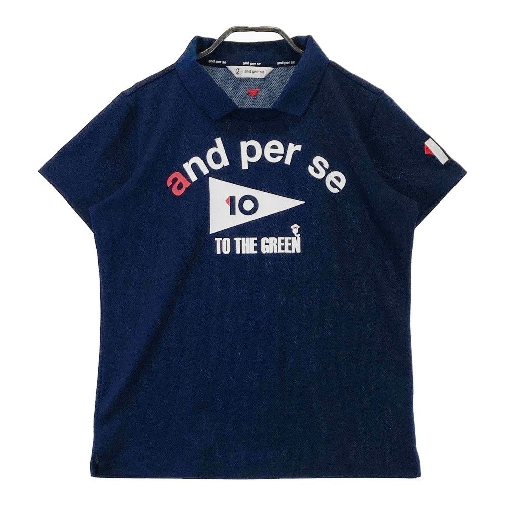 サイズ：L AND PER SE アンパスィ  襟付き 半袖Tシャツ  ネイビー系 [240101271408]# ゴルフウェア レディース ストスト