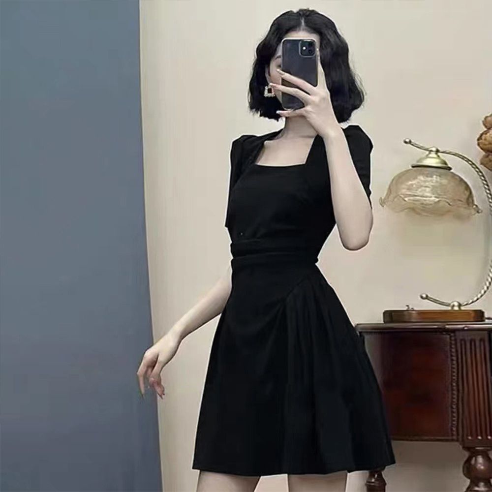 ミニワンピース レディース 夏服半袖韓国 フレアワンピース 着