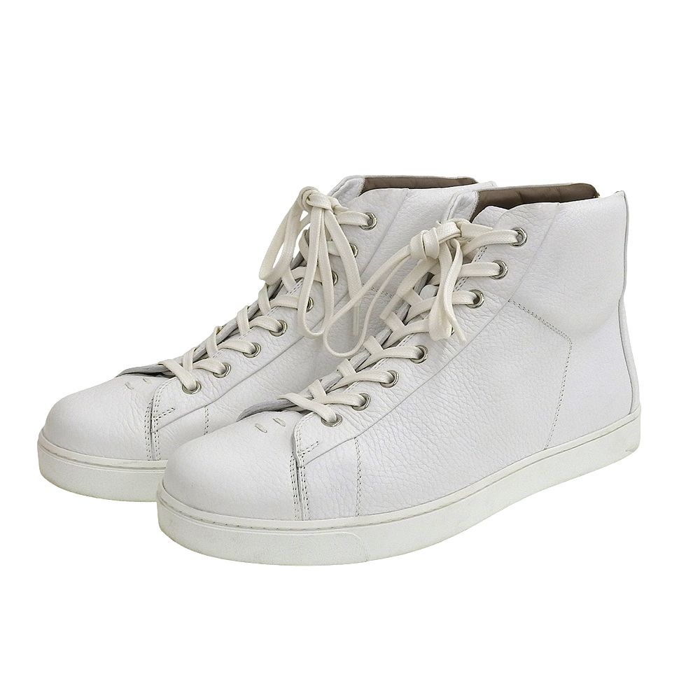 Gianvito Rossi ジャンヴィトロッシ バックジップ ミッドカットスニーカー シューズ メンズ レザー ホワイト 40 28240 ホワイト